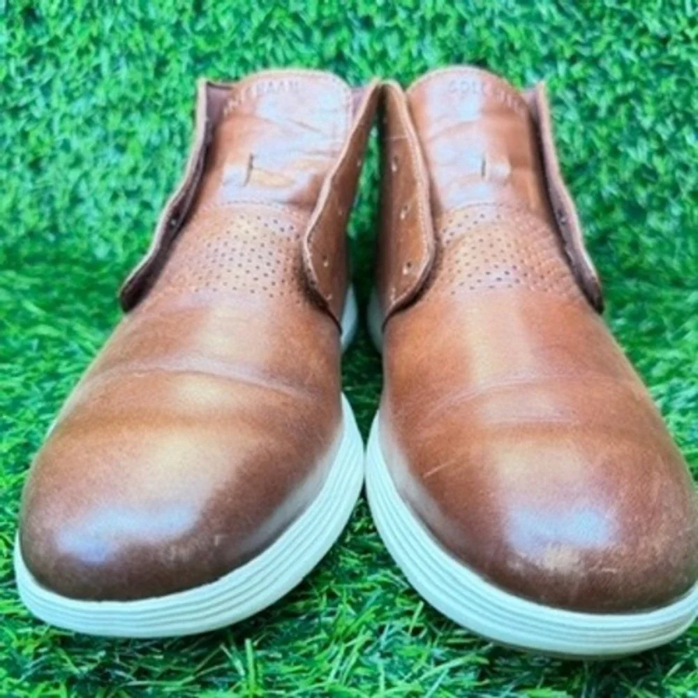 Cole Haan Chukka Boots Mens 11 Brown Leather Grand.OS C29589 Lace Up Mid Top